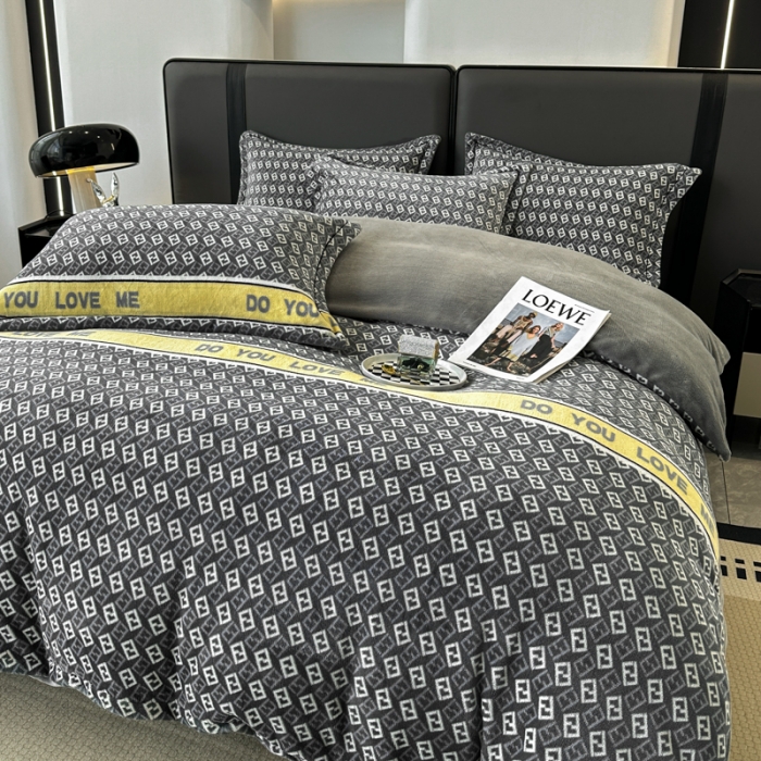 91家纺网 家纺一手货源 找家纺 耀达 2024新款轻奢加厚牛奶绒四件套 荷尔蒙