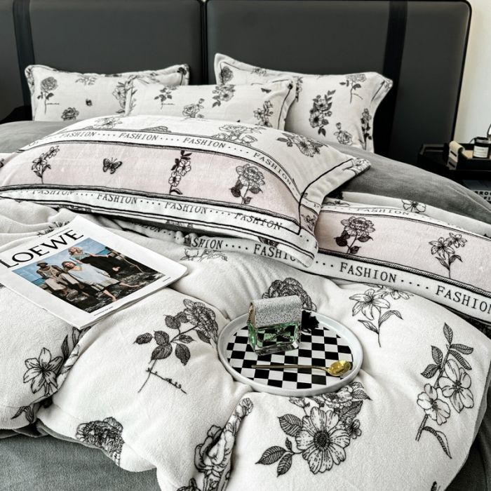 91家纺网 家纺一手货源 找家纺 耀达 2024新款轻奢加厚牛奶绒四件套 赫本