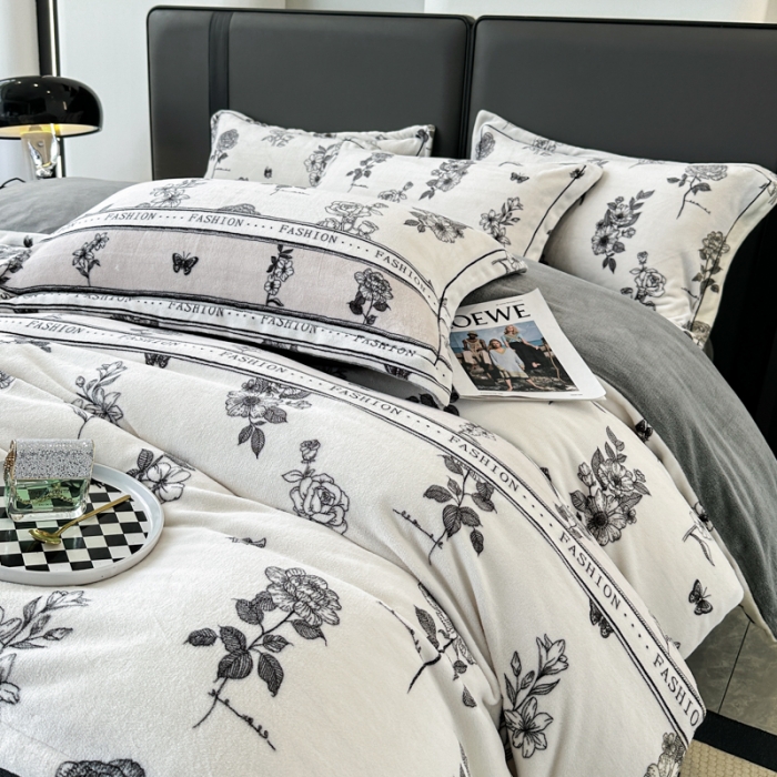 91家纺网 家纺一手货源 找家纺 耀达 2024新款轻奢加厚牛奶绒四件套 赫本