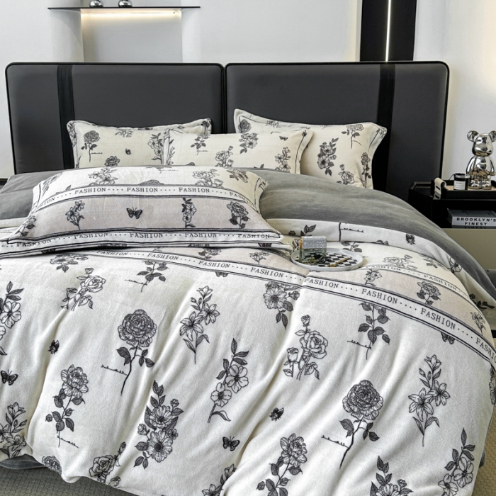 91家纺网 家纺一手货源 找家纺 耀达 2024新款轻奢加厚牛奶绒四件套 赫本