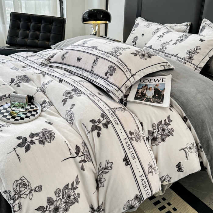 91家纺网 家纺一手货源 找家纺 耀达 2024新款轻奢加厚牛奶绒四件套 赫本