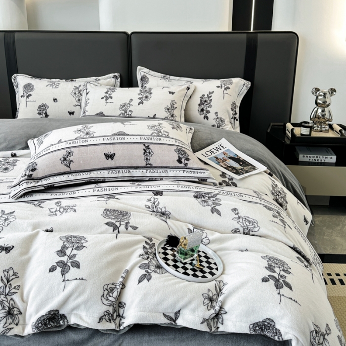 91家纺网 家纺一手货源 找家纺 耀达 2024新款轻奢加厚牛奶绒四件套 赫本