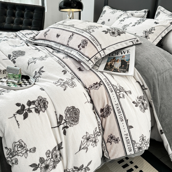 91家纺网 家纺一手货源 找家纺 耀达 2024新款轻奢加厚牛奶绒四件套 赫本