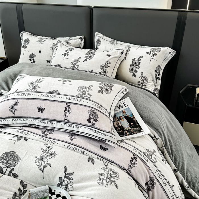 91家纺网 家纺一手货源 找家纺 耀达 2024新款轻奢加厚牛奶绒四件套 赫本