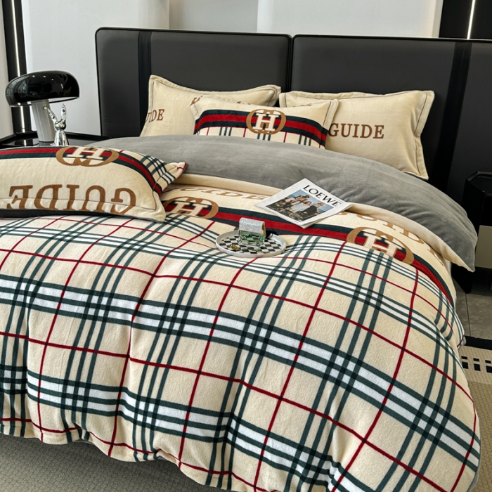 91家纺网 家纺一手货源 找家纺 耀达 2024新款轻奢加厚牛奶绒四件套 巴宝格