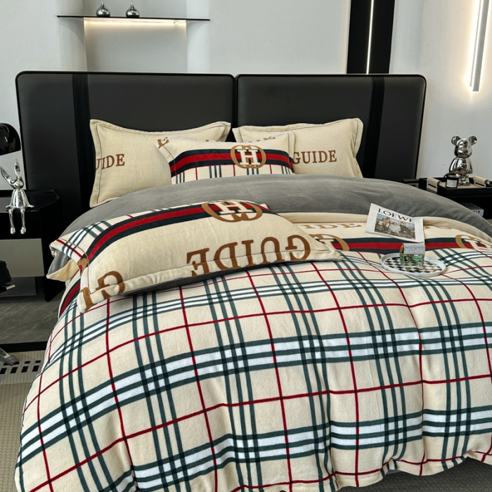 91家纺网 家纺一手货源 找家纺 耀达 2024新款轻奢加厚牛奶绒四件套 巴宝格