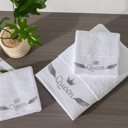 全棉纯棉五星级酒店浴巾布草宾馆毛巾民宿铂金缎绣花面巾三件套queen