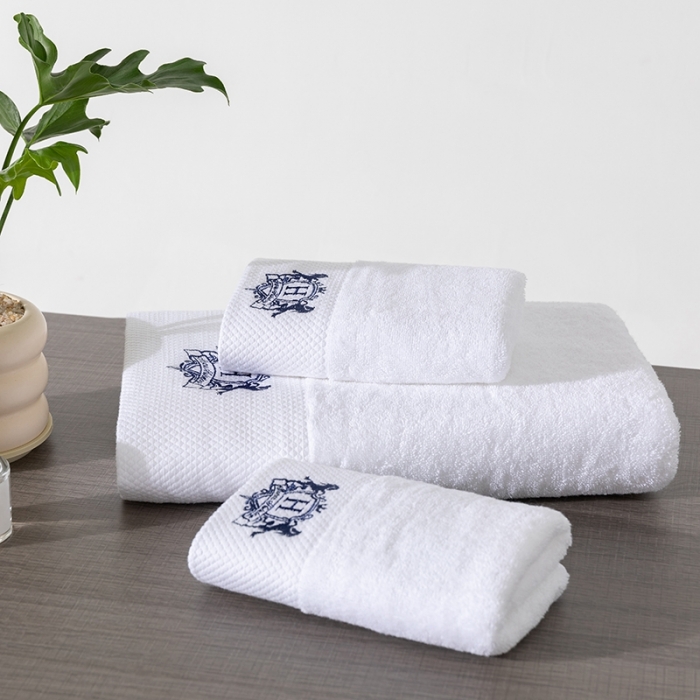91家纺网 家纺一手货源 找家纺 全棉纯棉五星级酒店浴巾布草宾馆毛巾民宿铂金缎绣花面巾三件套冠 军