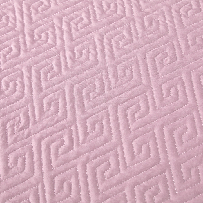 91家纺网 家纺一手货源 找家纺 罗艺轩 2024新款贡缎提花夹棉床裙三件套千鸟格系列 千鸟格-香妃粉