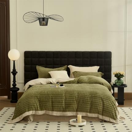 91家纺网 家纺一手货源 找家纺 新月家纺 2024新款保暖简约牛奶绒托斯塞纳四件套 托斯塞纳+玛雅绿