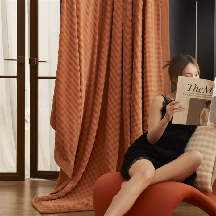 91家纺网 家纺一手货源 找家纺 新月家纺 2024新款保暖简约牛奶绒托斯塞纳四件套 托斯塞纳+奢华橙