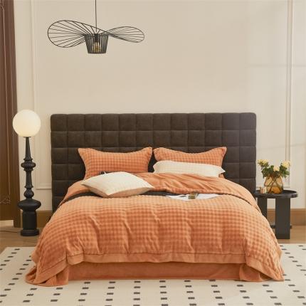 新月家纺 2024新款保暖简约牛奶绒托斯塞纳四件套 托斯塞纳+奢华橙