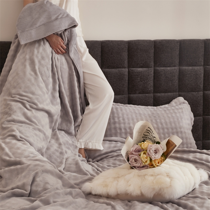 91家纺网 家纺一手货源 找家纺 新月家纺 2024新款保暖简约牛奶绒托斯塞纳四件套 托斯塞纳+绅士灰