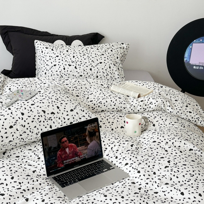 91家纺网 家纺一手货源 找家纺 昔可家纺 2023新款全棉四件套-第六批黑色泼墨