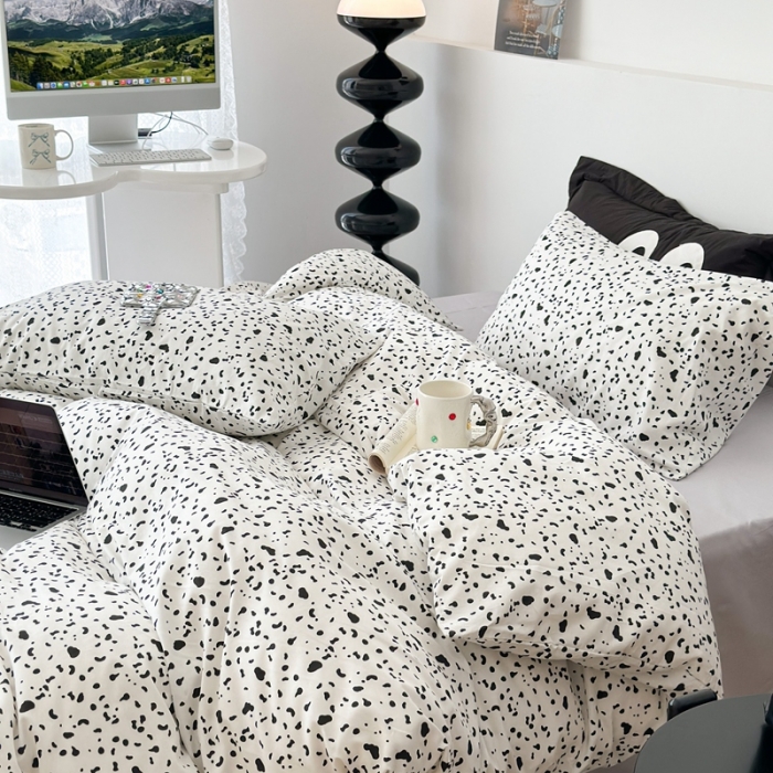 91家纺网 家纺一手货源 找家纺 昔可家纺 2023新款全棉四件套-第六批黑色泼墨