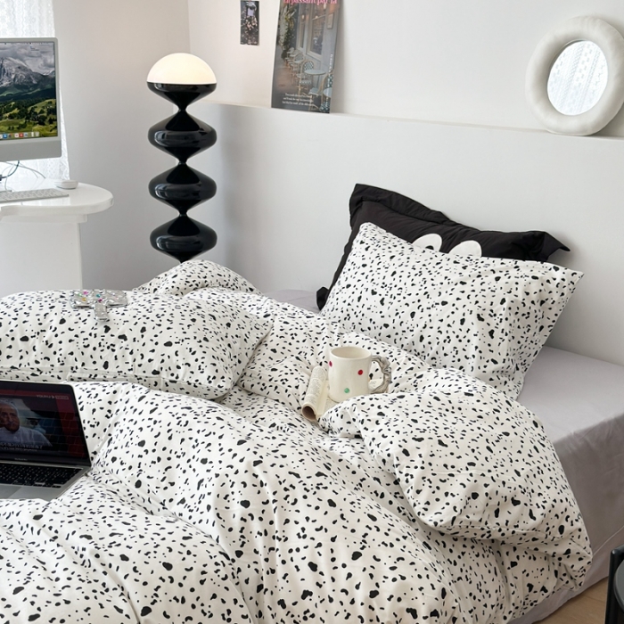 91家纺网 家纺一手货源 找家纺 昔可家纺 2023新款全棉四件套-第六批黑色泼墨