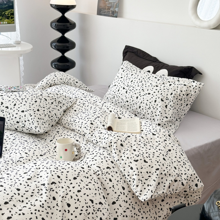 91家纺网 家纺一手货源 找家纺 昔可家纺 2023新款全棉四件套-第六批黑色泼墨