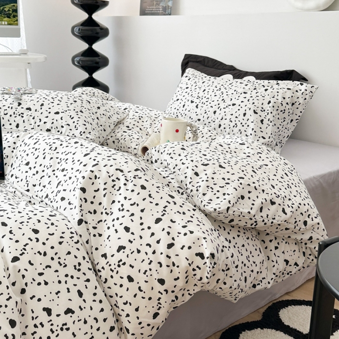 91家纺网 家纺一手货源 找家纺 昔可家纺 2023新款全棉四件套-第六批黑色泼墨