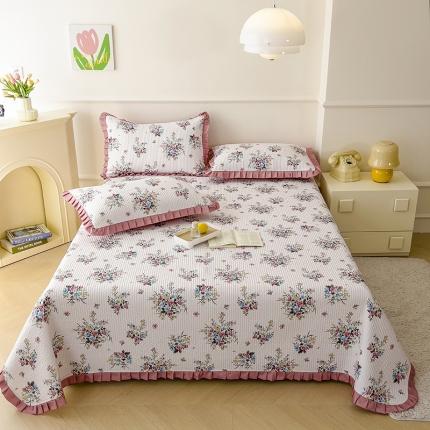 爱思佳 2023新品云锦棉韩版数码印花款床盖三件套系列 爱思佳-粉