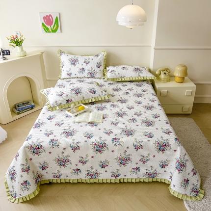 爱思佳 2023新品云锦棉韩版数码印花款床盖三件套系列 爱思佳-米