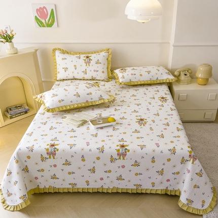 爱思佳 2023新品云锦棉韩版数码印花款床盖三件套系列 花期而遇-黄