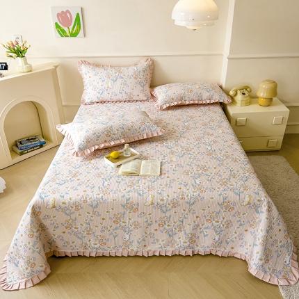 爱思佳 2023新品云锦棉韩版数码印花款床盖三件套系列 嬉戏花园-粉