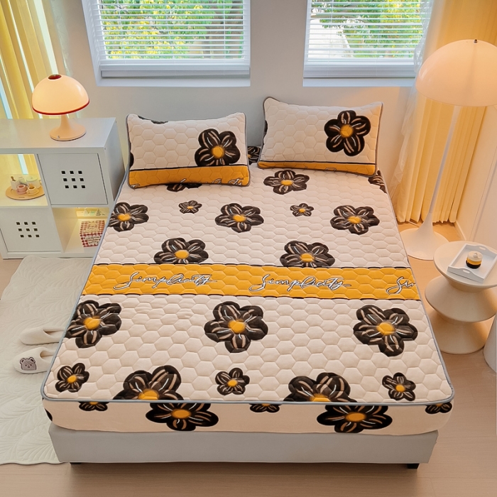 91家纺网 家纺一手货源 找家纺 情煊家纺 2023新款保暖牛奶绒夹棉床笠 情调