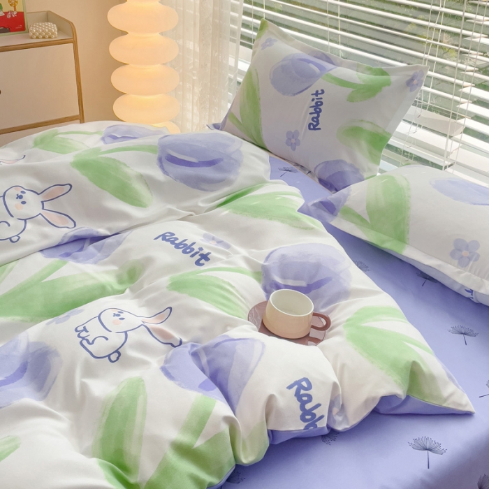 91家纺网 家纺一手货源 找家纺 铭浩 2025新款磨毛植物羊绒四件套 安妮小兔