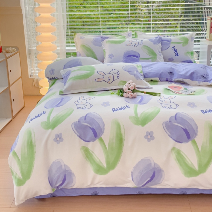 91家纺网 家纺一手货源 找家纺 铭浩 2025新款磨毛植物羊绒四件套 安妮小兔