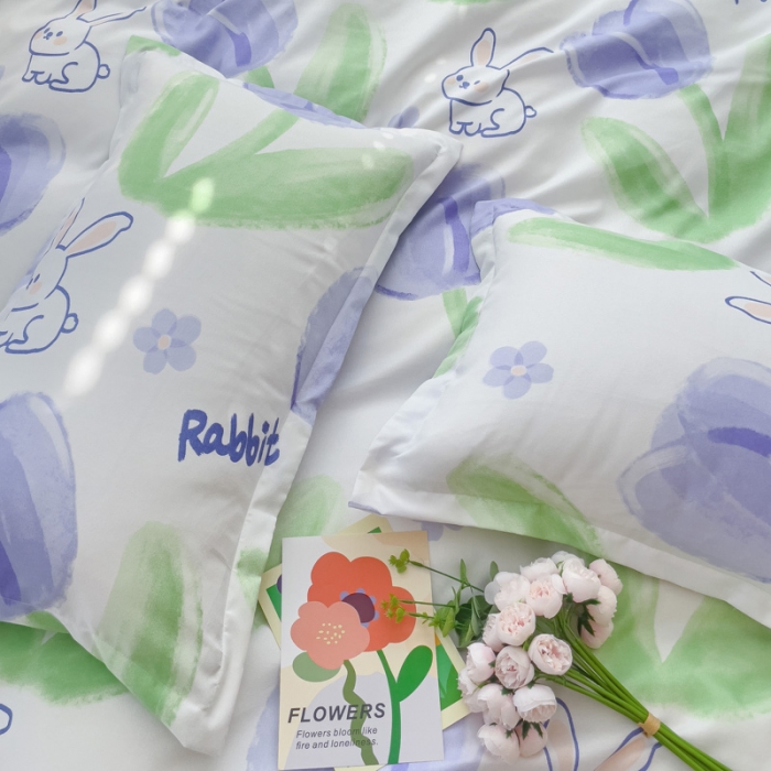 91家纺网 家纺一手货源 找家纺 铭浩 2025新款磨毛植物羊绒四件套 安妮小兔