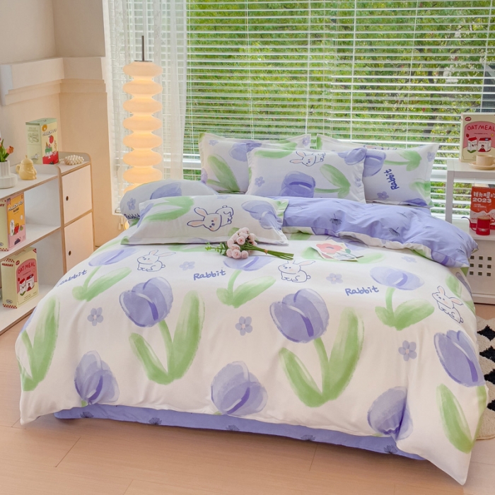 91家纺网 家纺一手货源 找家纺 铭浩 2025新款磨毛植物羊绒四件套 安妮小兔