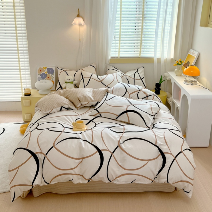 91家纺网 家纺一手货源 找家纺 芊寻 2024新款全棉13372田园风印花系列四件套 都市圈