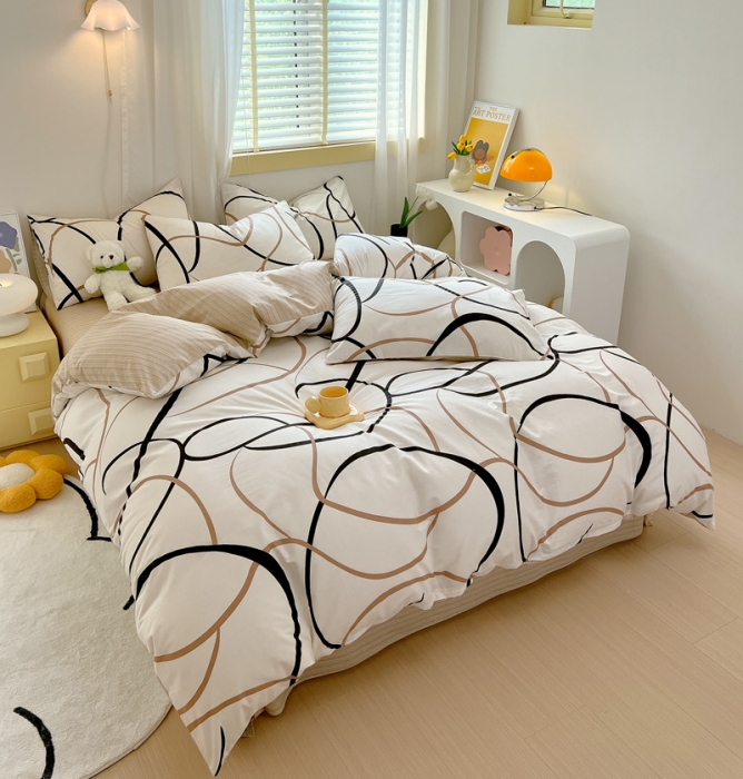 91家纺网 家纺一手货源 找家纺 芊寻 2024新款全棉13372田园风印花系列四件套 都市圈