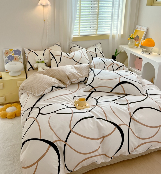 91家纺网 家纺一手货源 找家纺 芊寻 2024新款全棉13372田园风印花系列四件套 都市圈