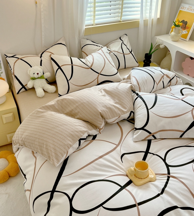 91家纺网 家纺一手货源 找家纺 芊寻 2024新款全棉13372田园风印花系列四件套 都市圈