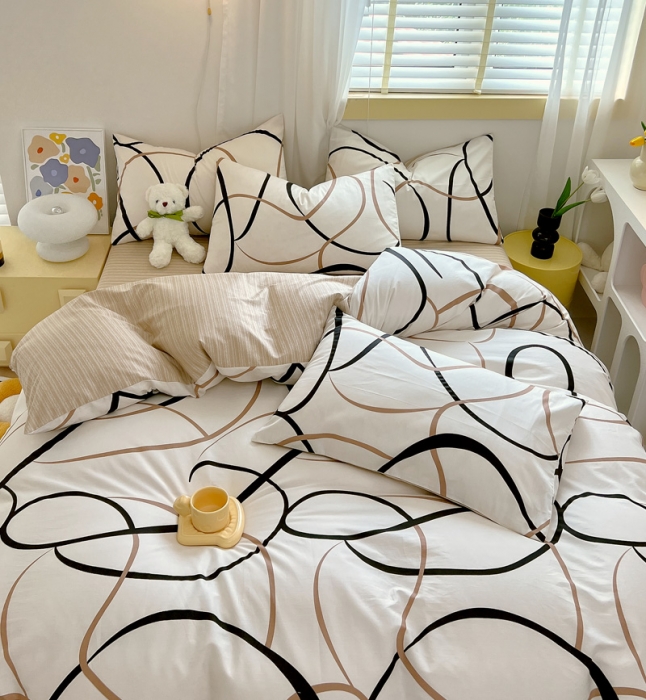 91家纺网 家纺一手货源 找家纺 芊寻 2024新款全棉13372田园风印花系列四件套 都市圈