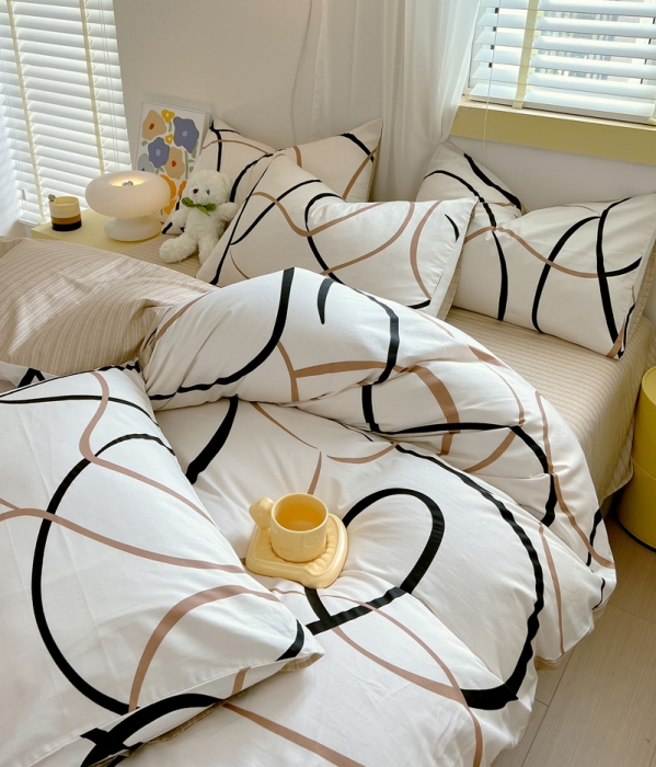 91家纺网 家纺一手货源 找家纺 芊寻 2024新款全棉13372田园风印花系列四件套 都市圈