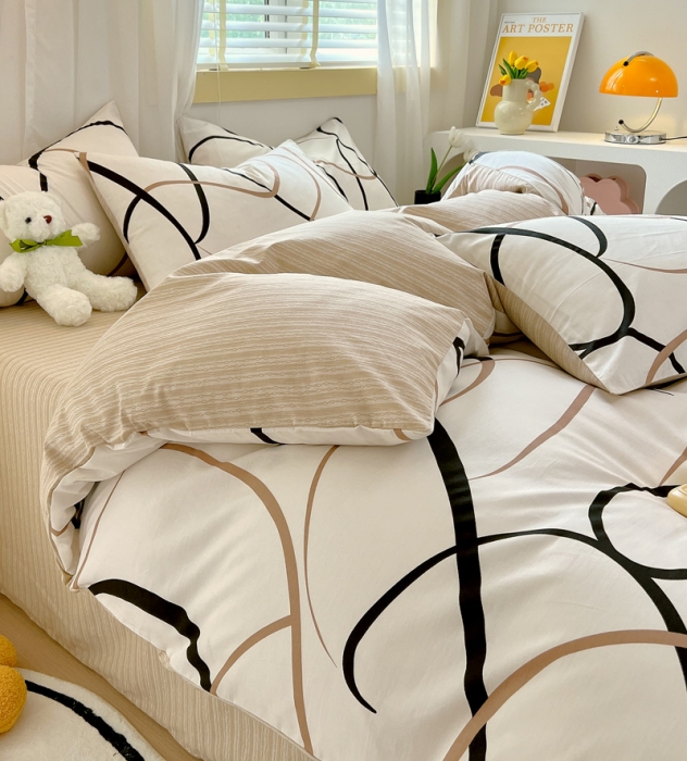 91家纺网 家纺一手货源 找家纺 芊寻 2024新款全棉13372田园风印花系列四件套 都市圈