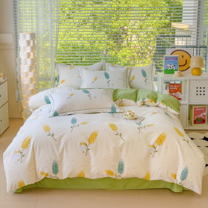 91家纺网 家纺一手货源 找家纺 铭浩 2025新款纯棉棉加厚磨毛升级喷气面料全棉四件套三件套 菲乐