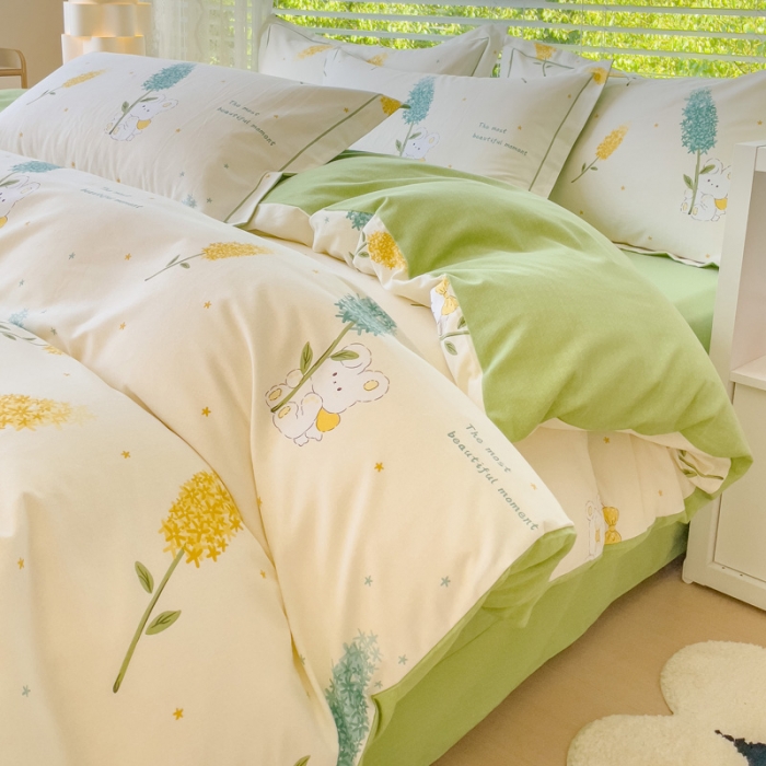 91家纺网 家纺一手货源 找家纺 铭浩 2025新款纯棉棉加厚磨毛升级喷气面料全棉四件套三件套 菲乐