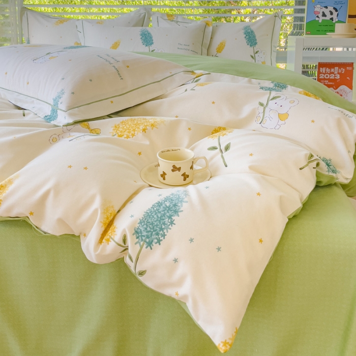 91家纺网 家纺一手货源 找家纺 铭浩 2025新款纯棉棉加厚磨毛升级喷气面料全棉四件套三件套 菲乐