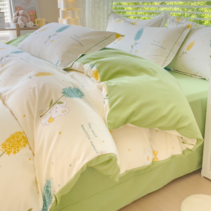 91家纺网 家纺一手货源 找家纺 铭浩 2025新款纯棉棉加厚磨毛升级喷气面料全棉四件套三件套 菲乐