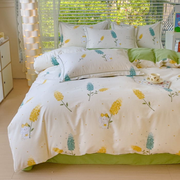 91家纺网 家纺一手货源 找家纺 铭浩 2025新款纯棉棉加厚磨毛升级喷气面料全棉四件套三件套 菲乐