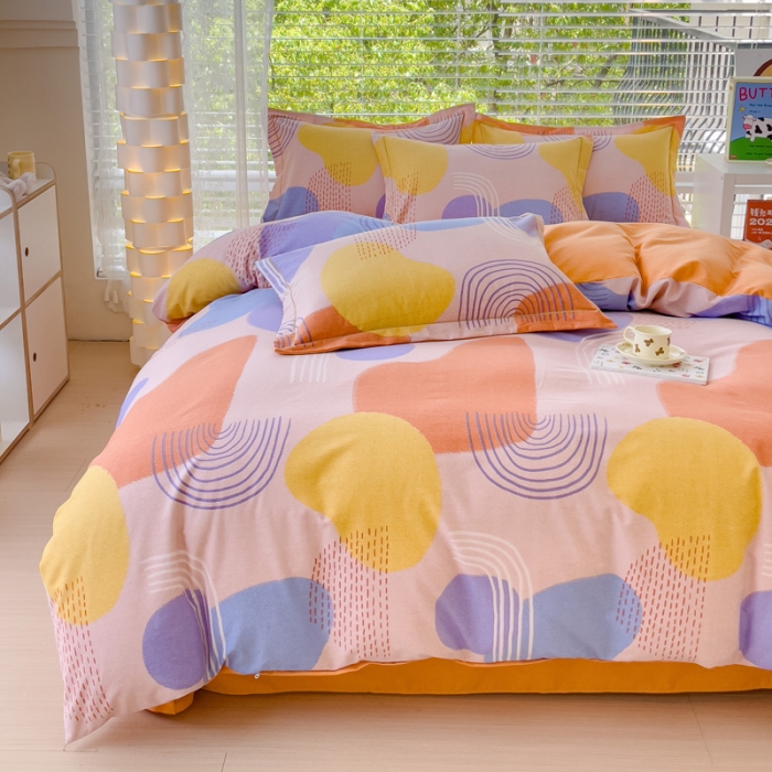 91家纺网 家纺一手货源 找家纺 铭浩2025新款纯棉棉加厚磨毛升级喷气面料全棉四件套三件套 兰迪