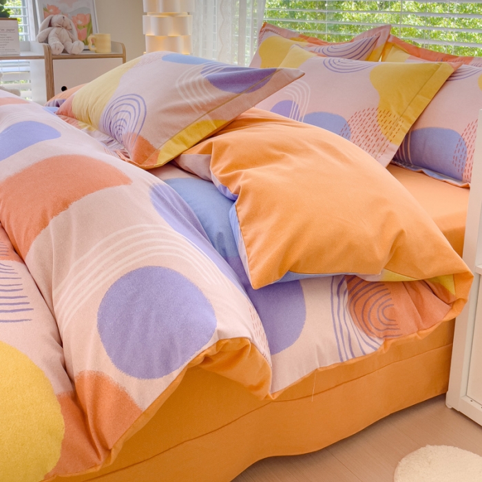 91家纺网 家纺一手货源 找家纺 铭浩2025新款纯棉棉加厚磨毛升级喷气面料全棉四件套三件套 兰迪