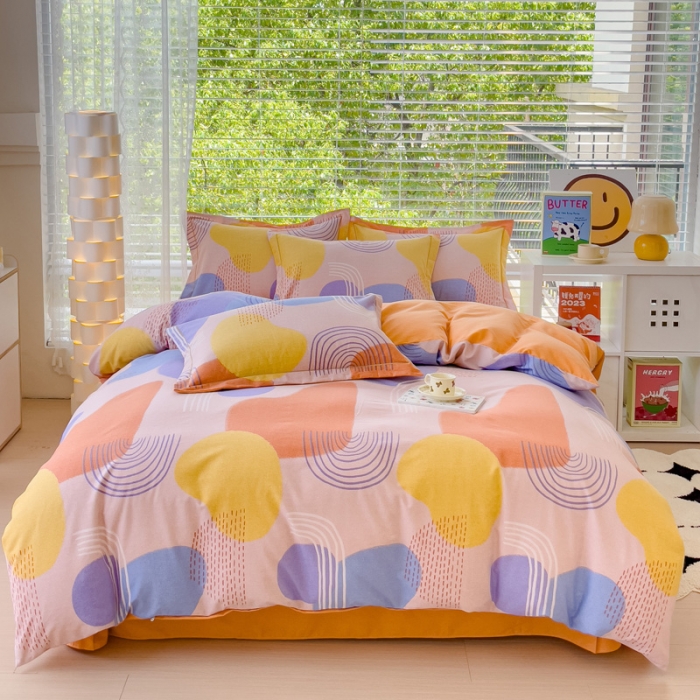 91家纺网 家纺一手货源 找家纺 铭浩2025新款纯棉棉加厚磨毛升级喷气面料全棉四件套三件套 兰迪