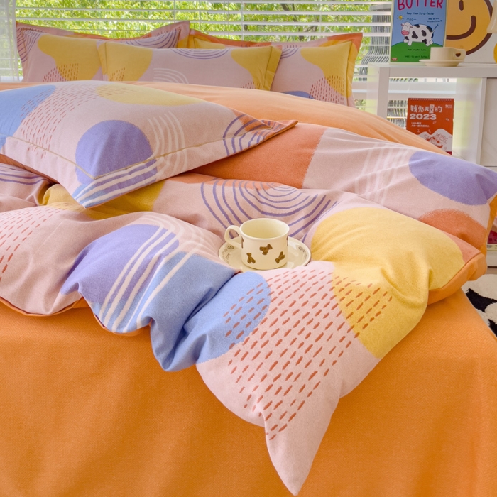 91家纺网 家纺一手货源 找家纺 铭浩2025新款纯棉棉加厚磨毛升级喷气面料全棉四件套三件套 兰迪