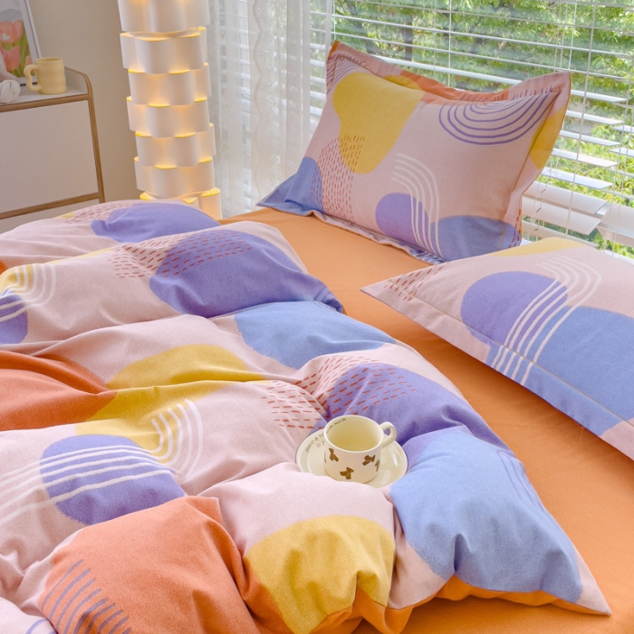 91家纺网 家纺一手货源 找家纺 铭浩2025新款纯棉棉加厚磨毛升级喷气面料全棉四件套三件套 兰迪