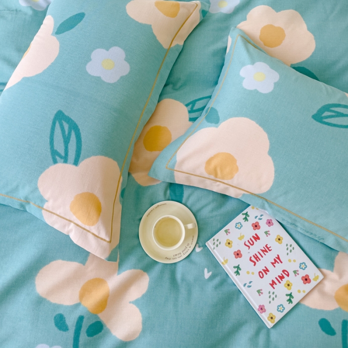 91家纺网 家纺一手货源 找家纺 铭浩 2025新款纯棉棉加厚磨毛升级喷气面料全棉四件套三件套 流年-绿