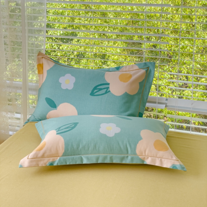 91家纺网 家纺一手货源 找家纺 铭浩 2025新款纯棉棉加厚磨毛升级喷气面料全棉四件套三件套 流年-绿